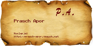 Prasch Apor névjegykártya